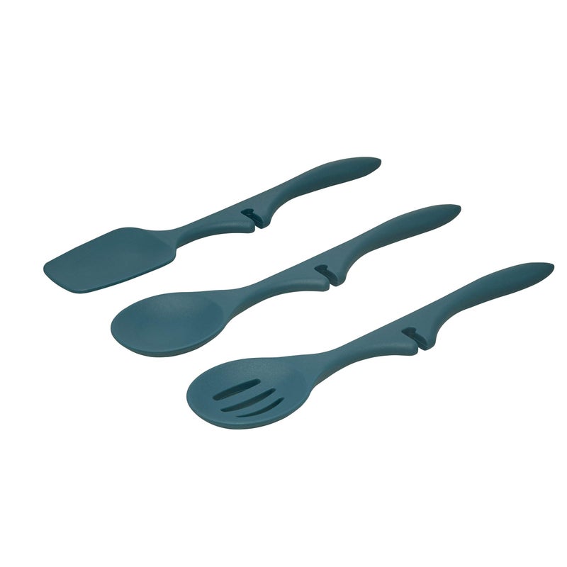 Rachael Ray Kitchen Tools and Gadgets Nonstick Utensils/Lazy Spoonula, Solid and Slotted Spoon, 3 Piece, Marine Blue - Image 2